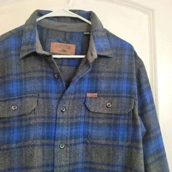 Orvis Men's Gray/Blue Cotton Plaid Jacket - Picture 8 of 12